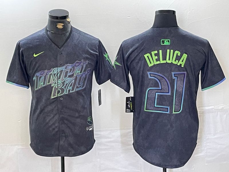 Men Tampa Bay Rays 21 Deluca Black City Edition Nike 2024 MLB Jersey style 1